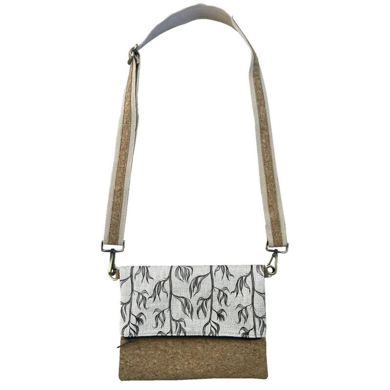 Jo Luping Harakeke Black On Natural Cork Fabric Bag image number 1